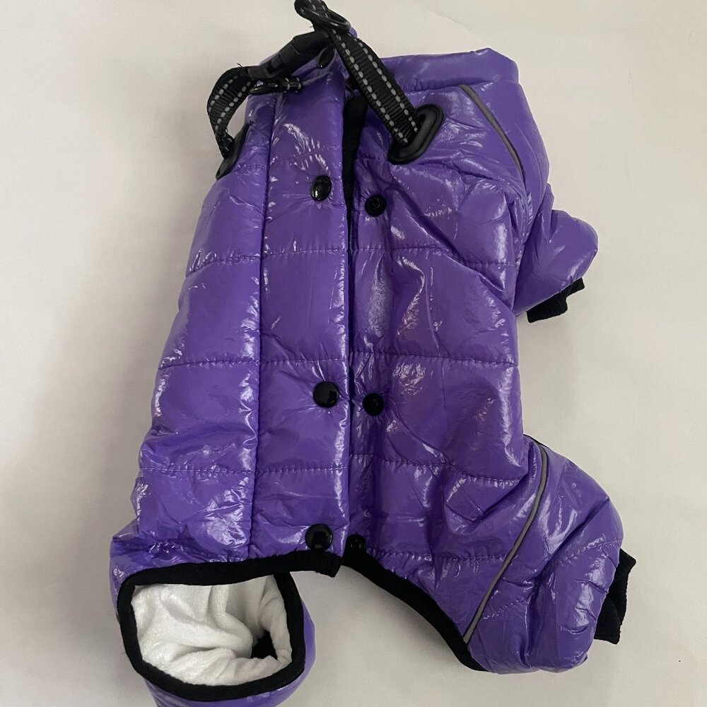 Purple Quilted Dog Snowsuit